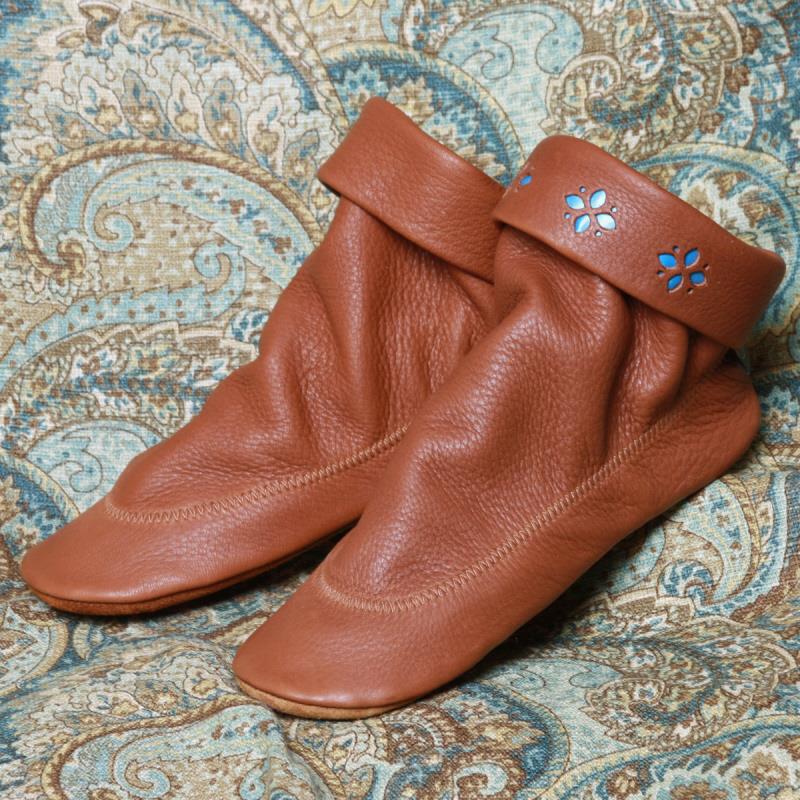 Saddle Deerskin (Plain Collar & Flower Petal - left to right)